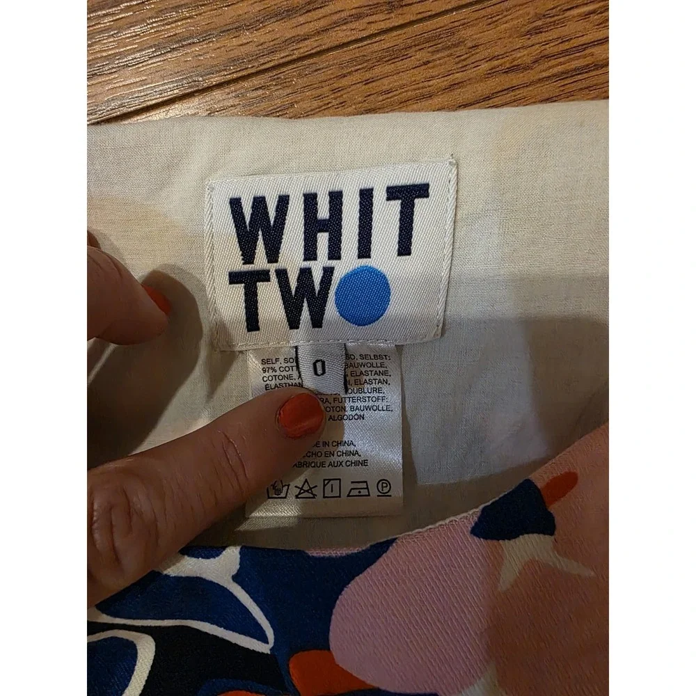 Anthropologie‎ Whit Two Dress Womens SZ 0 Petal Print Cross-back Midi Shift EUC